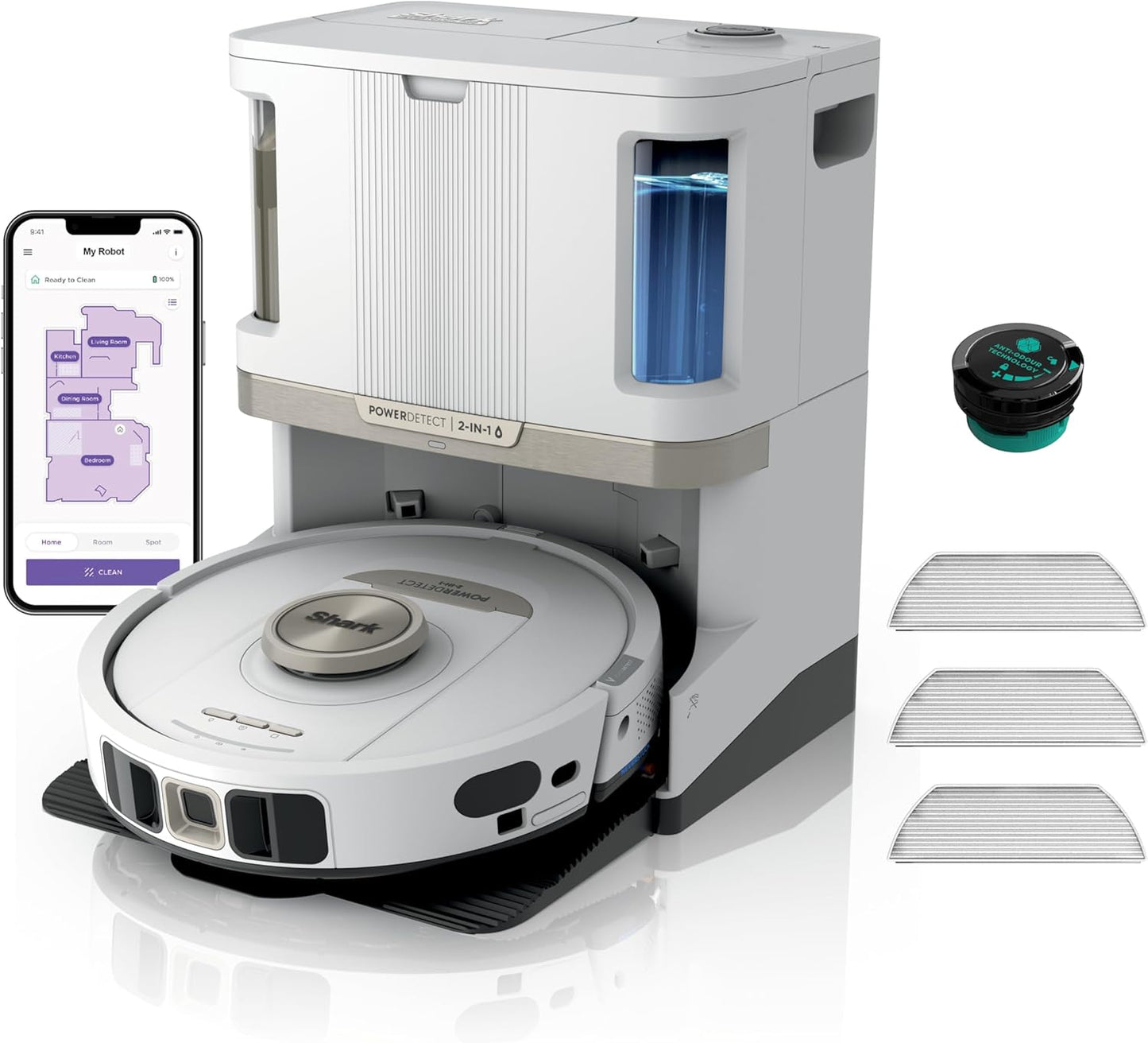 Shark PowerDetect Robot Vacuum and Mop - 3D LiDAR Navigation - White