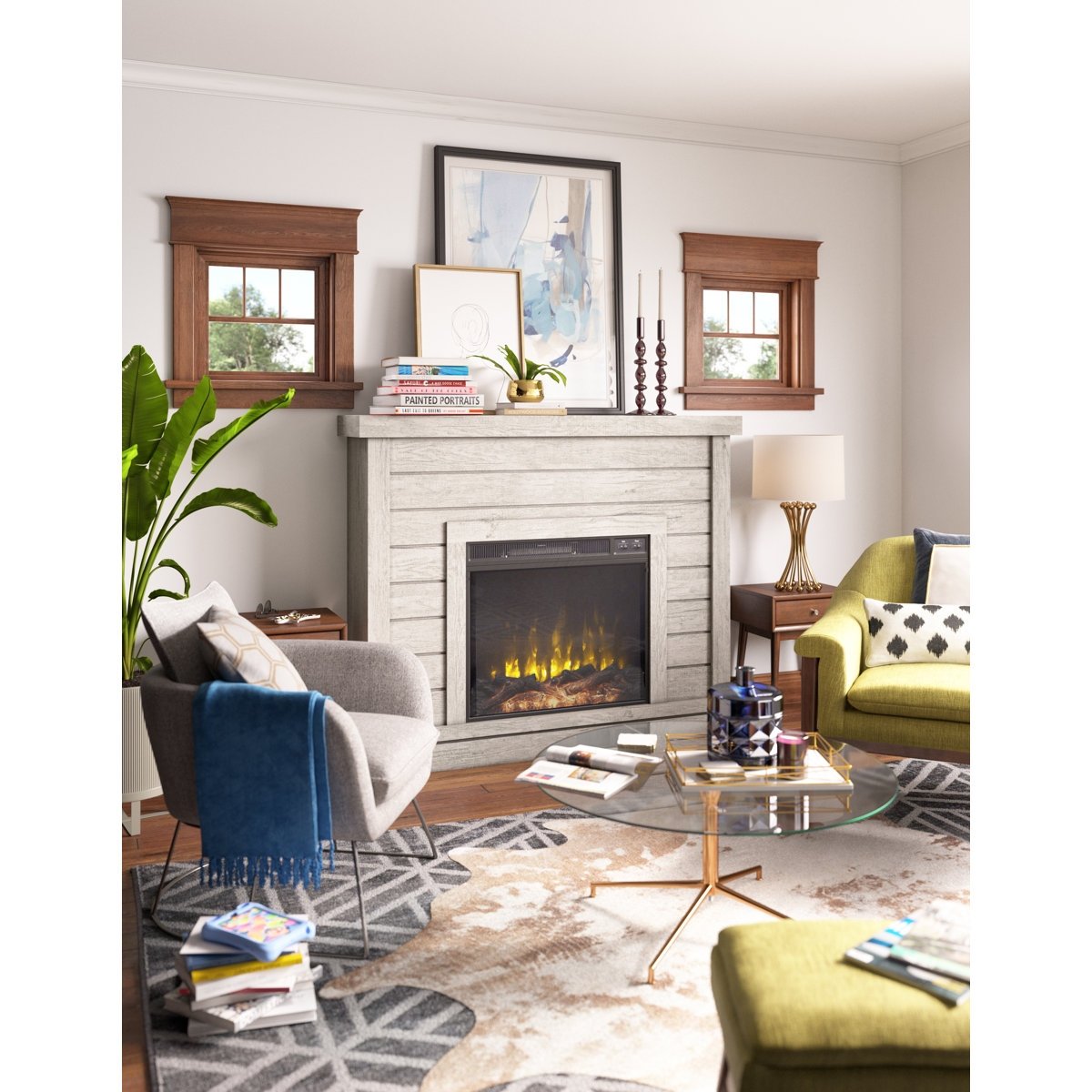 Alaya Wall Mounted Electric Fireplace Sand & Stable Finish