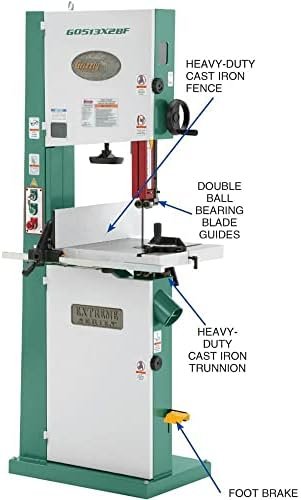 Grizzly Industrial G0513X2BF – 17″ 2 HP Extreme-Series Bandsaw w/Cast-Iron Trunnion & Foot Brake