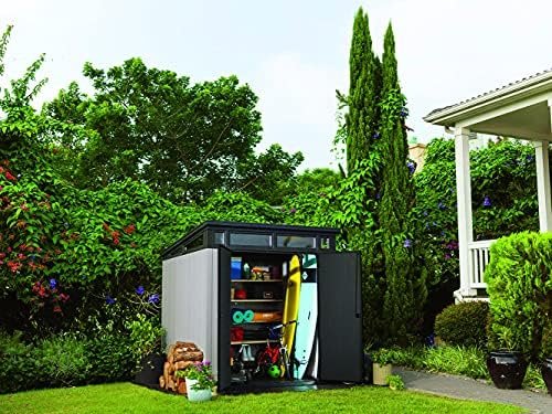 Keter Outdoor Storage Shed, for House, Patio & Yard, Plastic Resin, Artisan, 7×7 Ft, Gray