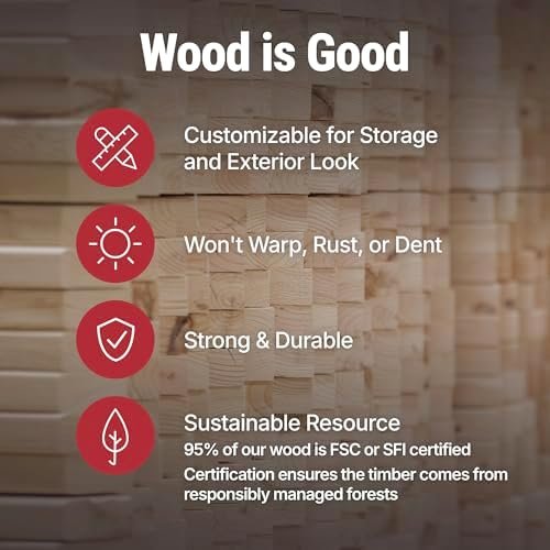 Handy Home Products Windemere 10×12 Do-it-Yourself Wooden Storage Shed with Floor, Beige
