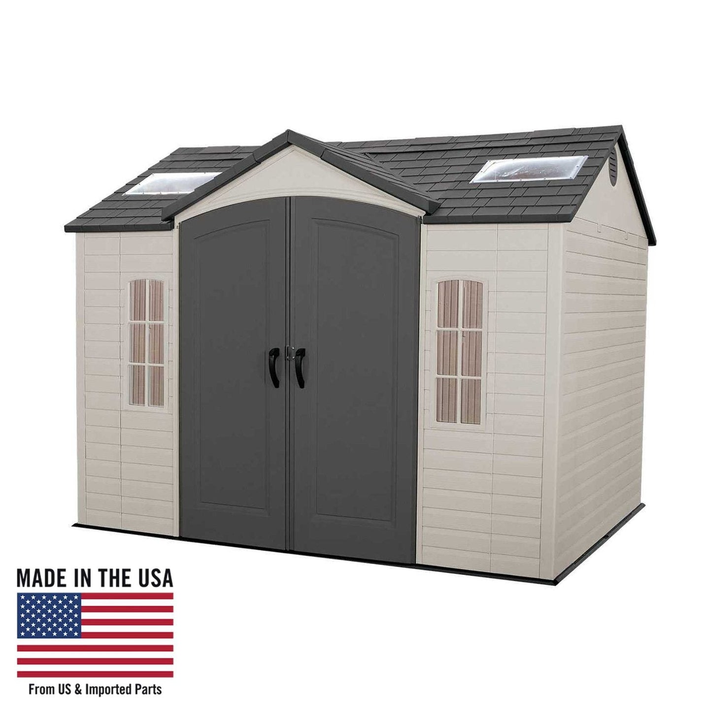 Lifetime Lockable Polyethylene Outdoor Storage Shed, 10′ x 8′, Tan & Brown (60005)