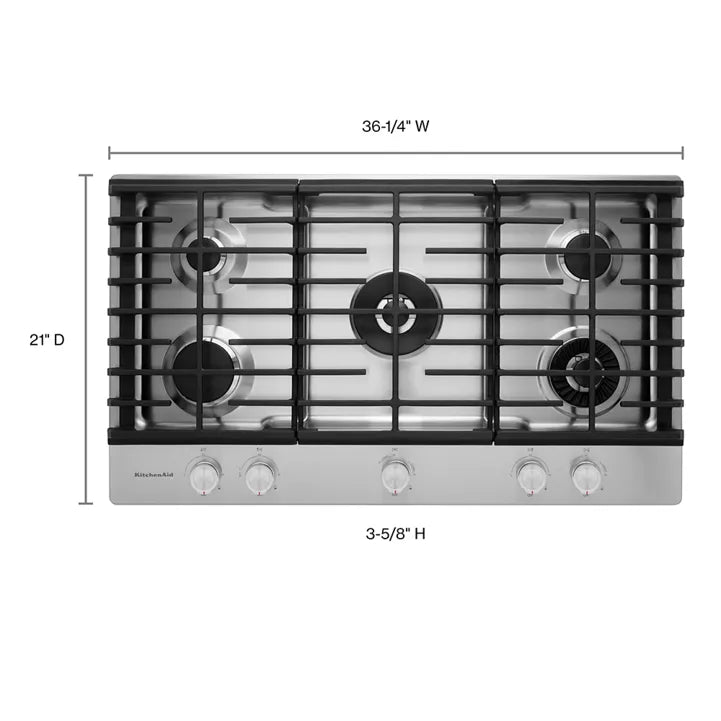 KitchenAid 36″ 5-Burner Gas Cooktop with Griddle