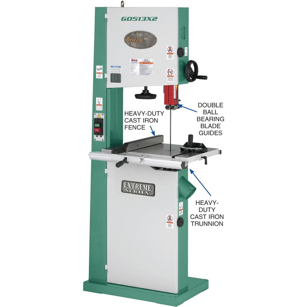 Grizzly G0513X2 – 17″ 2 HP Bandsaw w/ Cast-Iron Trunnion