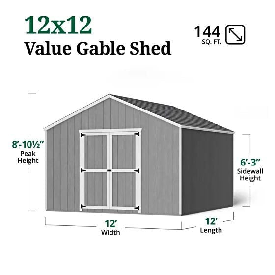 Little Cottage Co. Pre-Cut 12×12 Value Gable Shed Kit