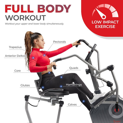 Sunny Health & Fitness Comfy Recumbent Cross Trainer Recumbent Elliptical Bike