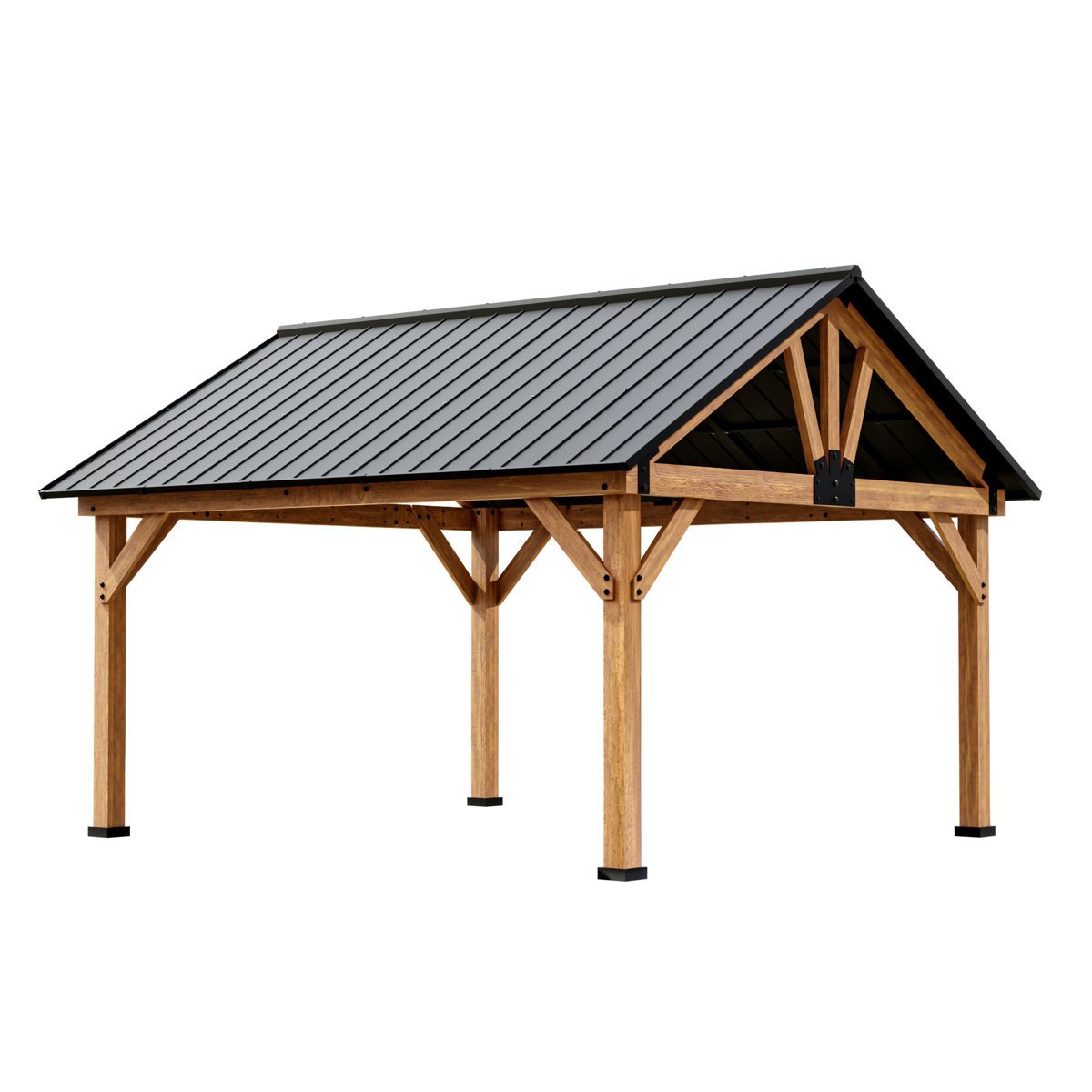 JOYSIDE 15 ft. x 13 ft. Solid Cedar Wood Outdoor Patio Hardtop Gazebo