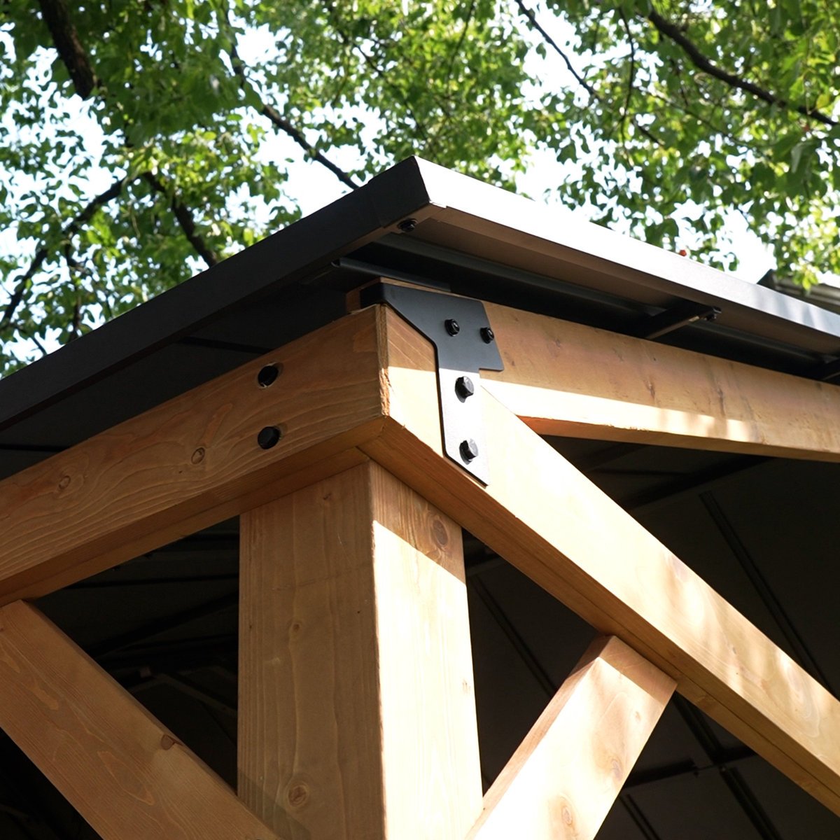 JOYSIDE 15 ft. x 13 ft. Solid Cedar Wood Outdoor Patio Hardtop Gazebo