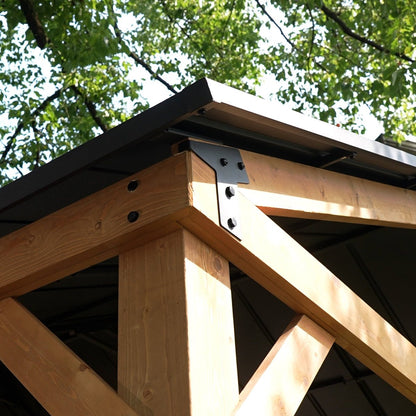 JOYSIDE 15 ft. x 13 ft. Solid Cedar Wood Outdoor Patio Hardtop Gazebo