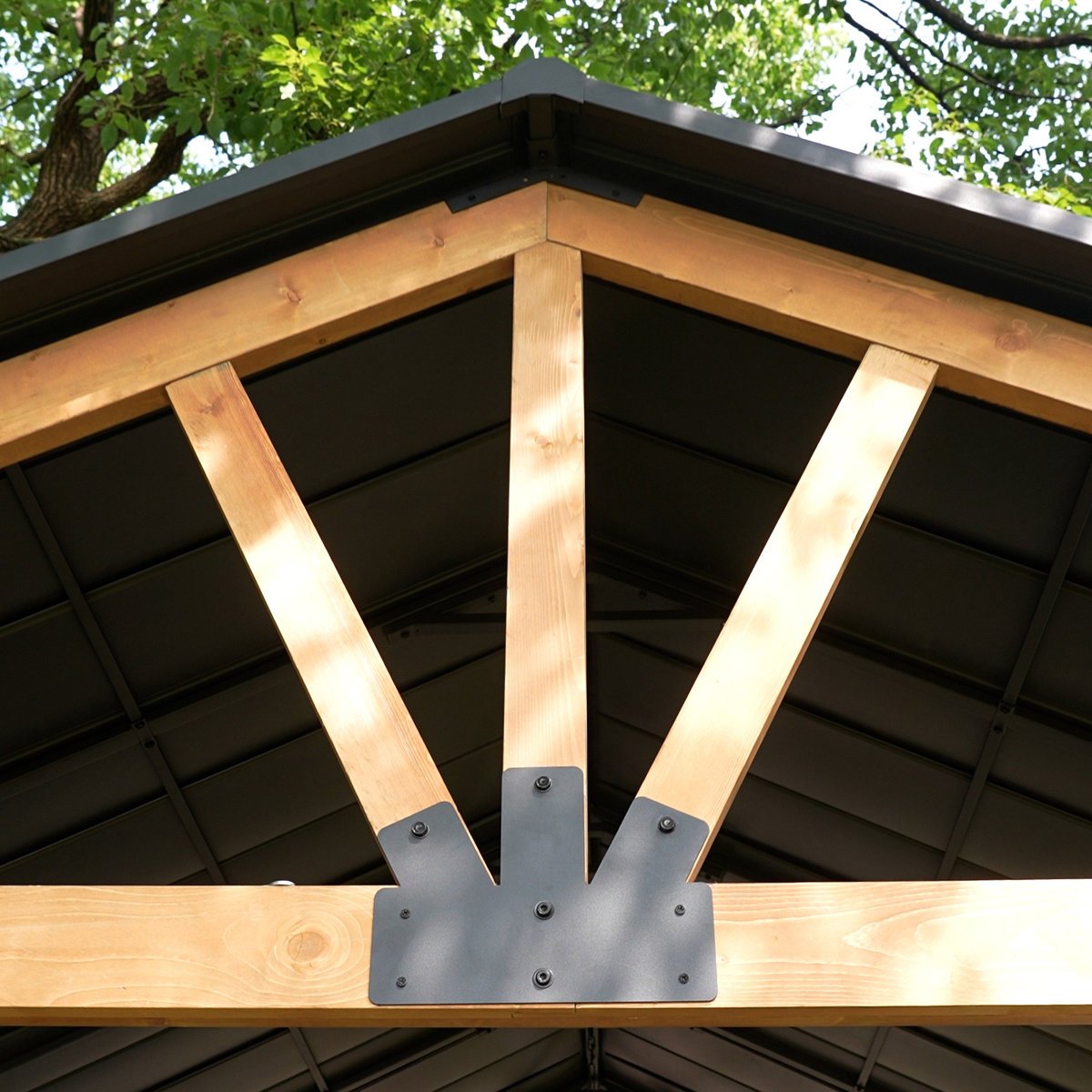 JOYSIDE 15 ft. x 13 ft. Solid Cedar Wood Outdoor Patio Hardtop Gazebo