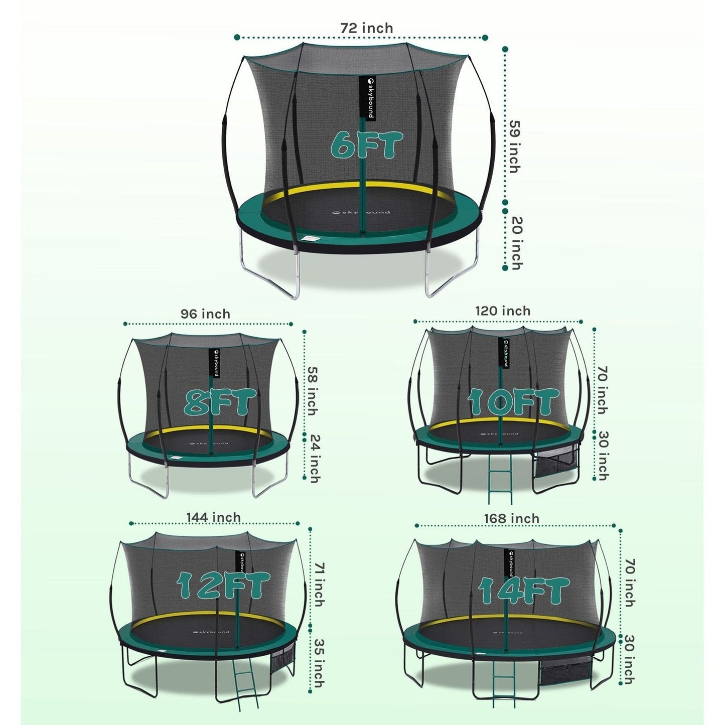 SkyBound 6ft outdoor Trampoline without springs, toddler springless trampoline with net for Kids and Adults, springless Trampoline with Enclosure for Backyard Indoor and Outdoor