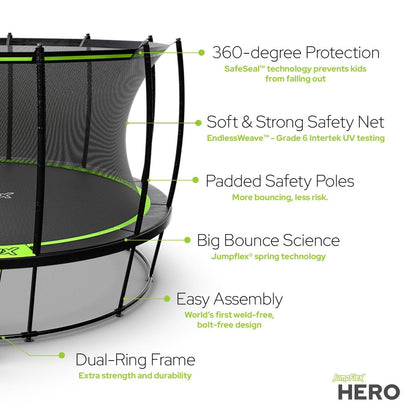 JumpFlex Hero Round Outdoor Backyard Trampoline