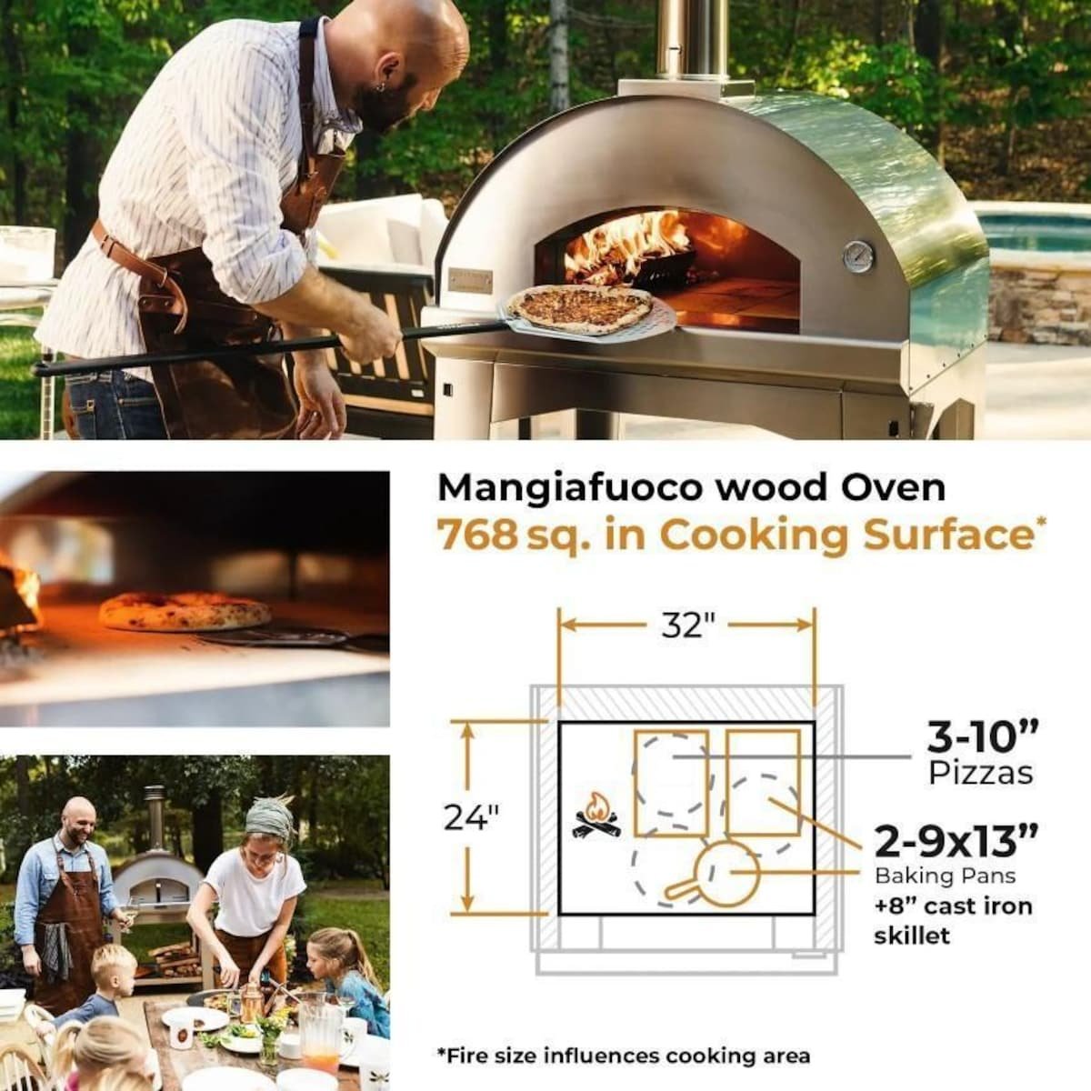 Fontana Forni Mangiafuoco Wood-Fired Pizza Oven – Stainless – FTMF-S