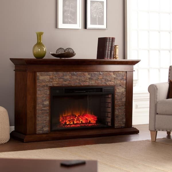 Unbranded Null Ithaca 60 In. W Simulated Stone Electric Fireplace