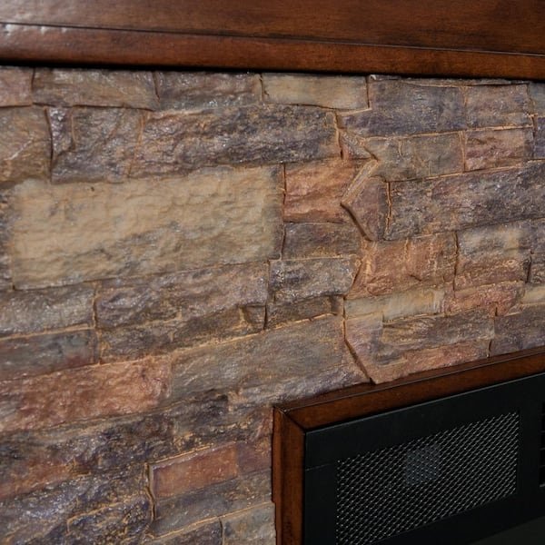 Unbranded Null Ithaca 60 In. W Simulated Stone Electric Fireplace