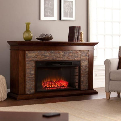Unbranded Null Ithaca 60 In. W Simulated Stone Electric Fireplace