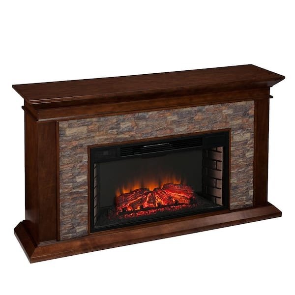 Unbranded Null Ithaca 60 In. W Simulated Stone Electric Fireplace