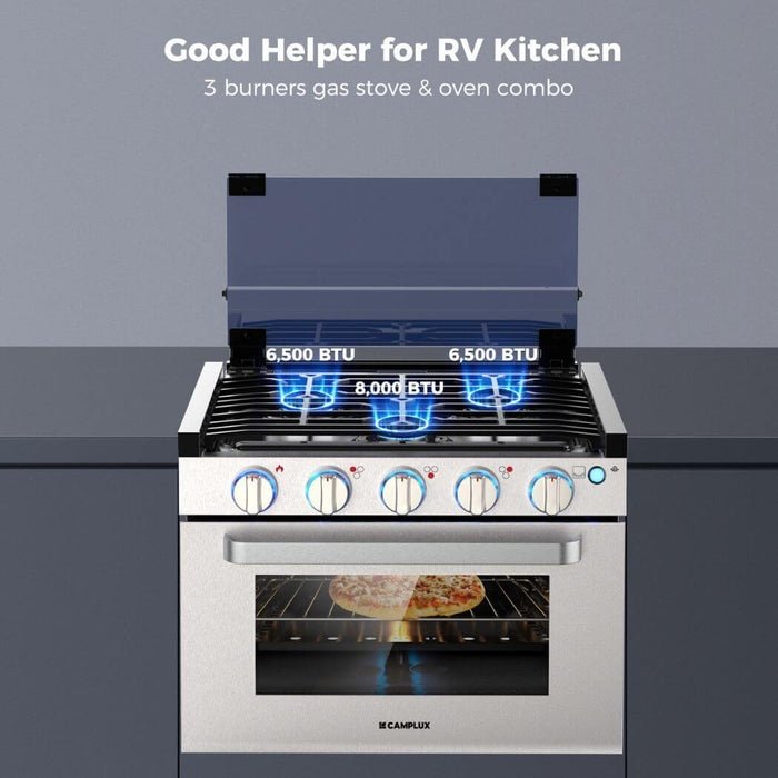 Camplux 17″ RV Oven with 3 Burners Cooktop