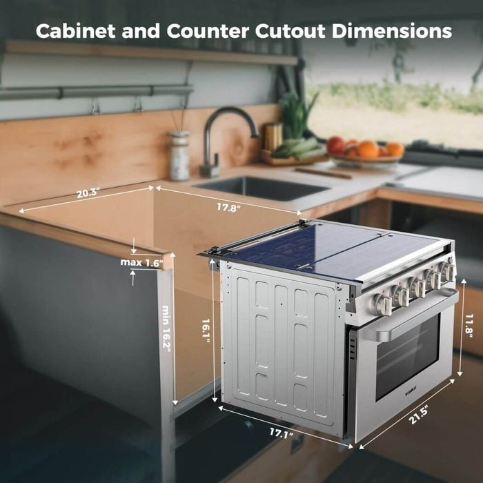 Camplux 17″ RV Oven with 3 Burners Cooktop