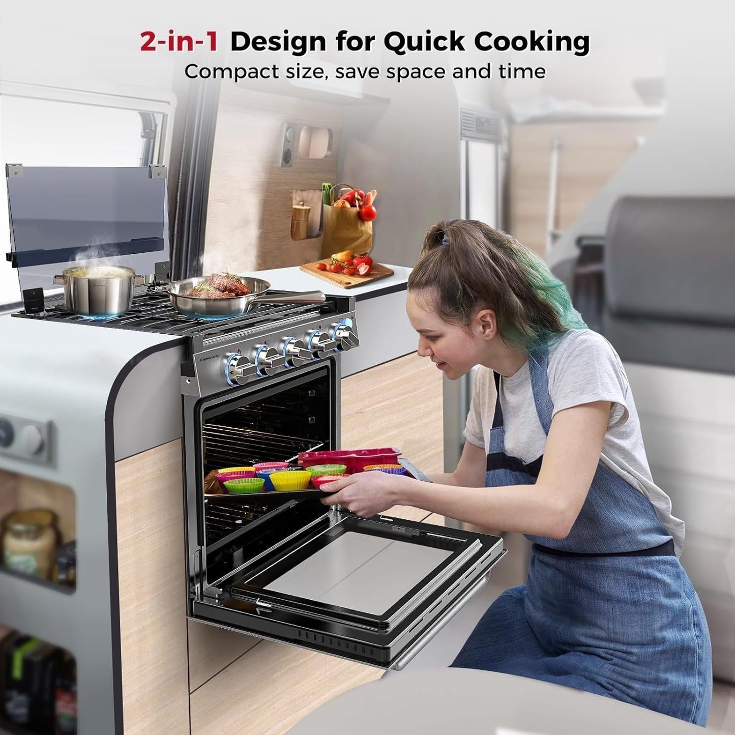 Camplux 21 Inches RV Stove Gas Range Oven 3 Burners Cooktop