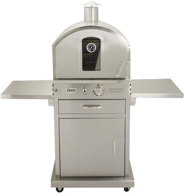 Summerset ‘The Oven’ Outdoor Freestanding Large Capacity Gas Oven with Pizza Stone, Smoker Box and Mobile Cart, 304 Stainless Steel Construction, Natural Gas