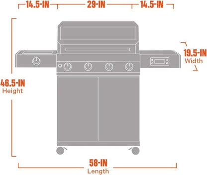 Monument Grills Eminence 405 |Tech Stainless Propane Gas Grill Eminence 405 & Cast Iron Cooking Plate