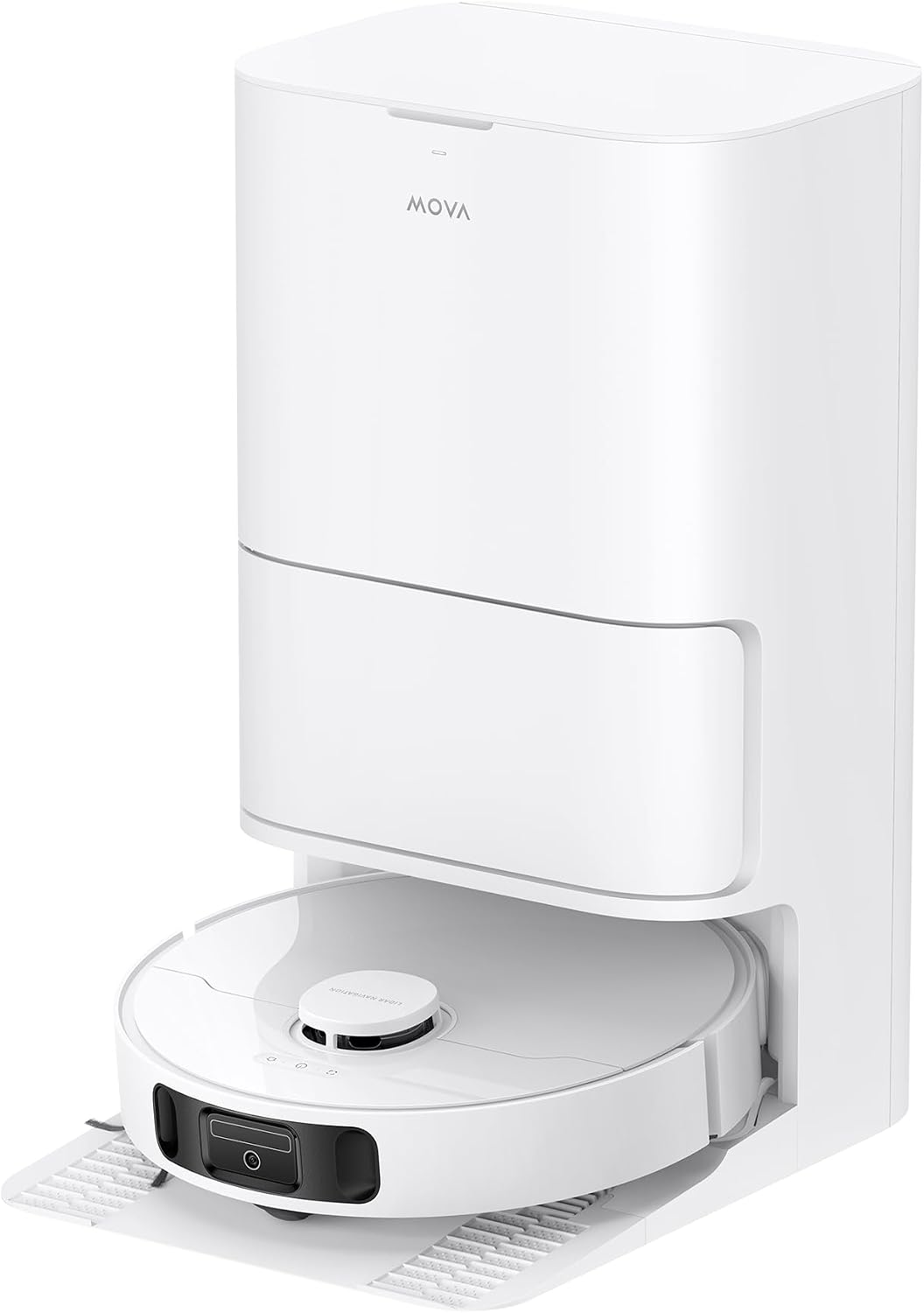 MOVA E30 Ultra Robot Vacuum Cleaner and Floor Washer, 7000Pa with Automatic Emptying, Anti-Tangle, Self-cleaning Cloth, 10.5 mm Lifting and Ultrasonic Carpet Detection, White