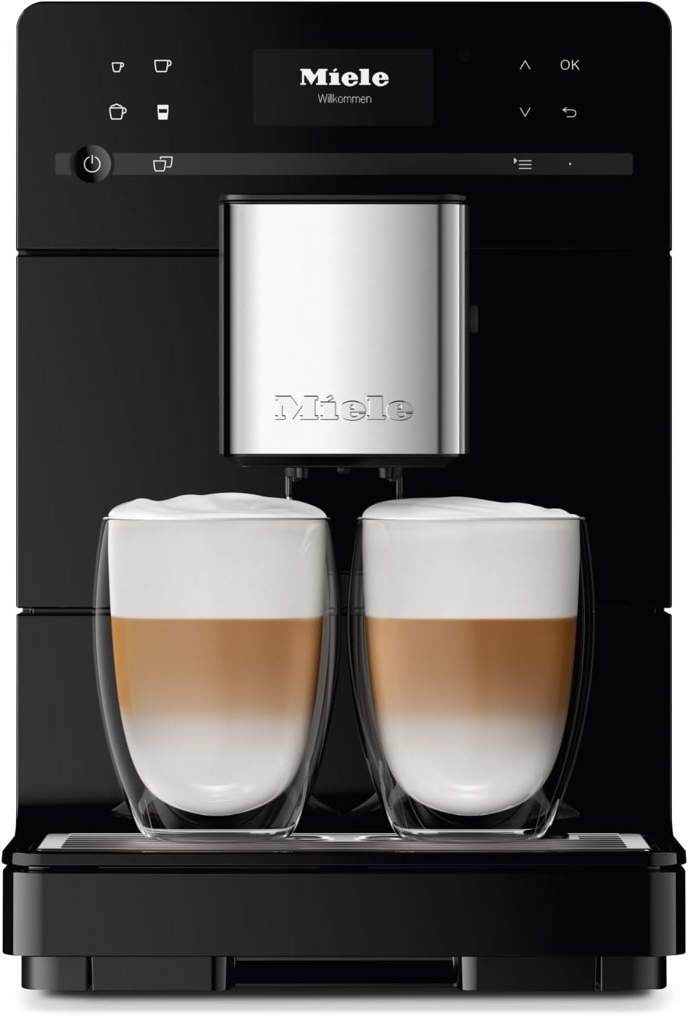 Miele CM 5310 Silence – Automatic coffee machine with OneTouch for Two, Aromatic System, coffee maker, cleaning programs and more, in obsidian black