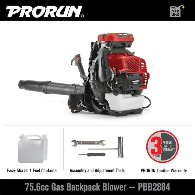PRORUN PBB2884 Gas Backpack Leaf Blower