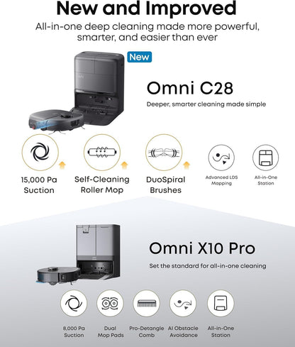 eufy C28 Omni, Robot Vacuum Cleaner with Mop,HydroJet Self Clean Roller Mop