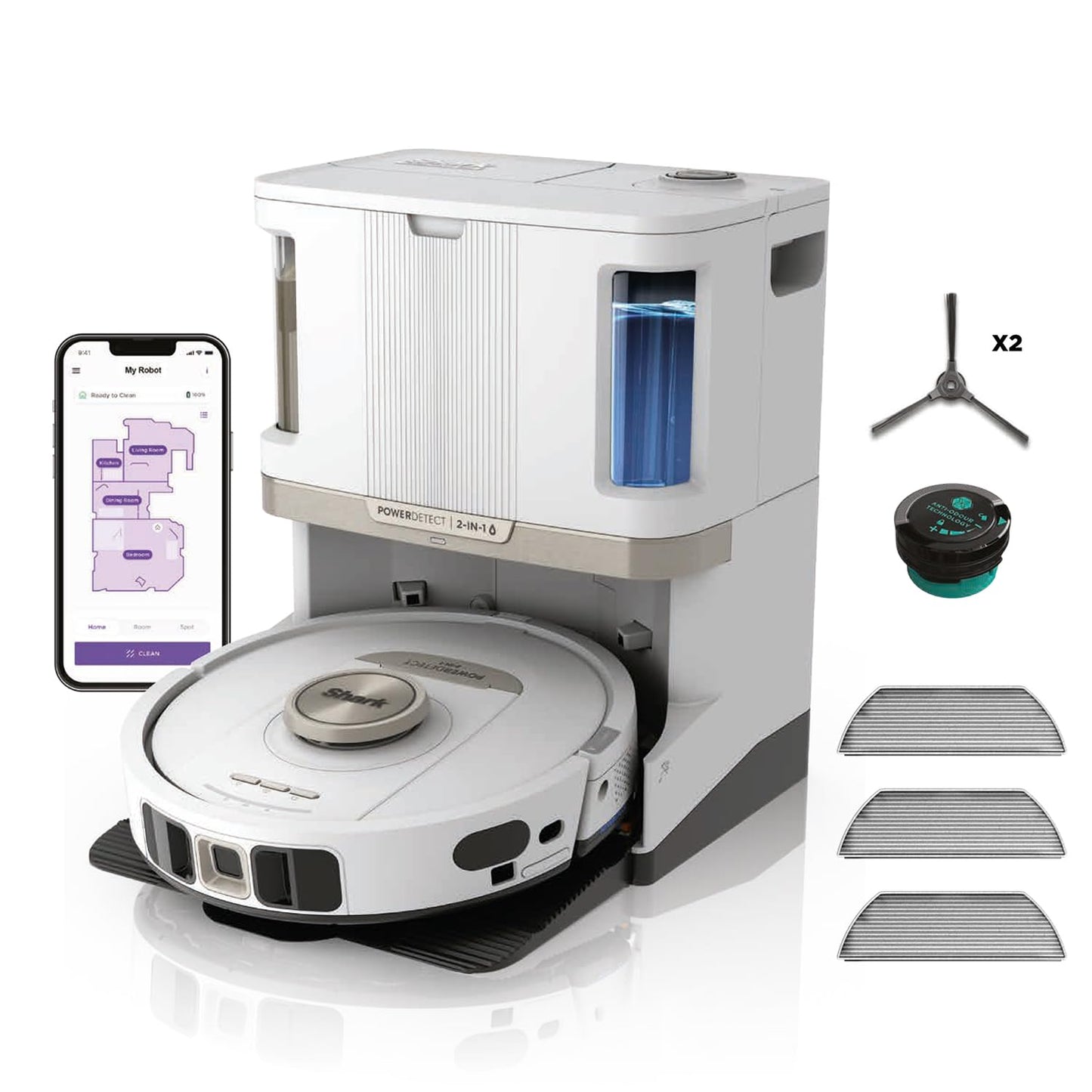 Shark PowerDetect Robot Vacuum and Mop - 3D LiDAR Navigation - White