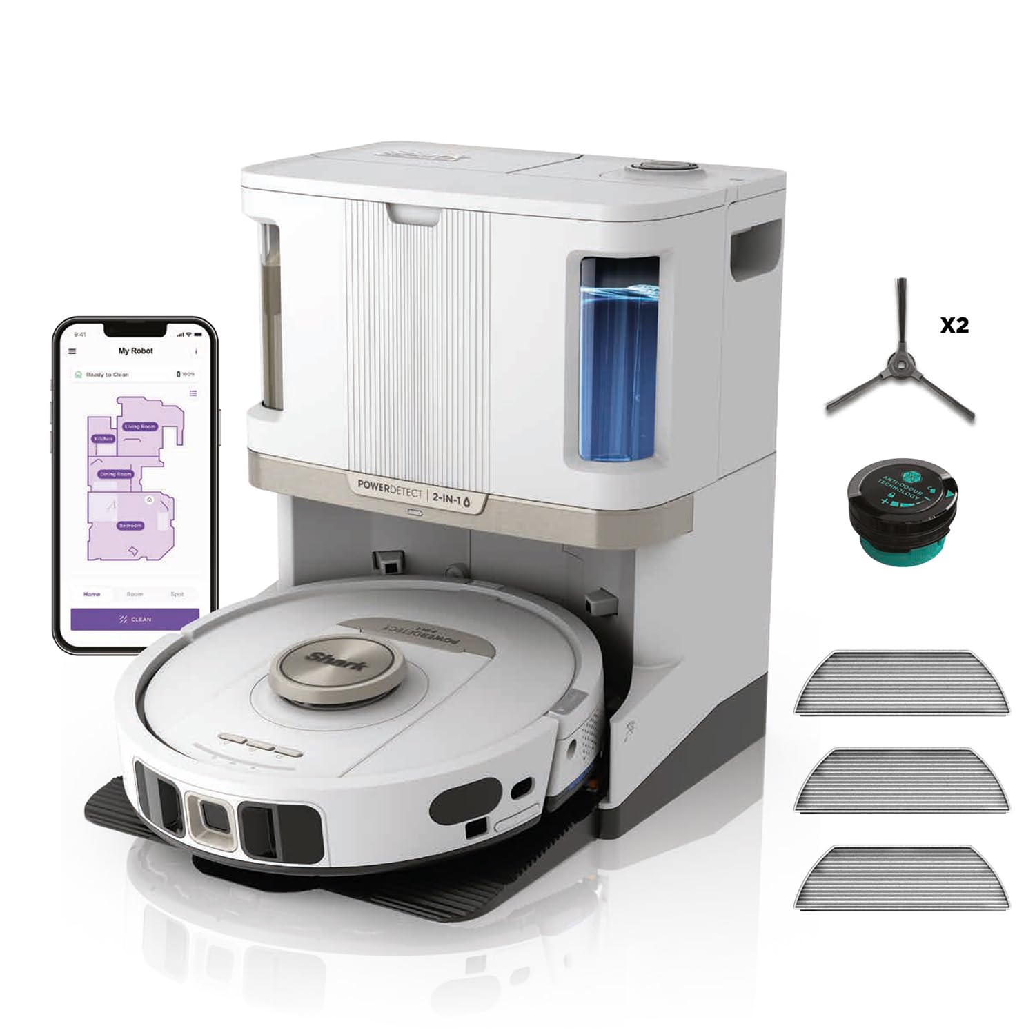 Shark PowerDetect Robot Vacuum and Mop - 3D LiDAR Navigation - White