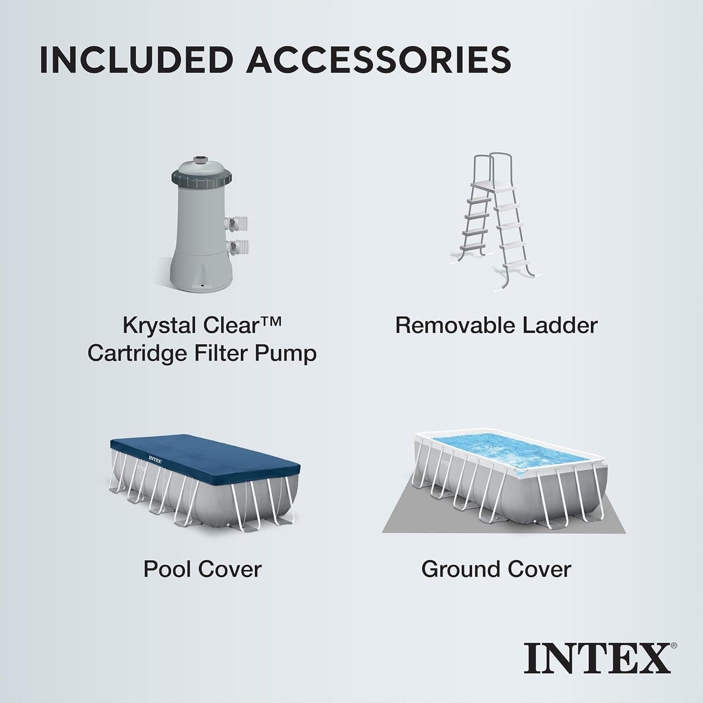 Intex Prism Frame 16′ x 8′ x 42′ Rectangular Above Ground Pool Set