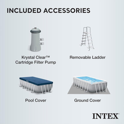 Intex Prism Frame 16′ x 8′ x 42′ Rectangular Above Ground Pool Set