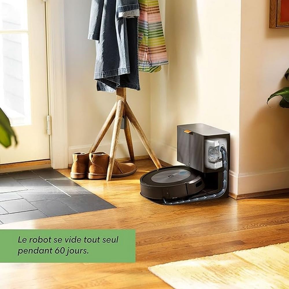 iRobot Roomba j7+ Wi-Fi Connect Robot Vacuum with Automatic Dirt Disposal - Dual Multi Surface Rubber Brushes, Ideal for Pets, Learns, Maps, and Adapts to your Home, Object Detection and Avoidance
