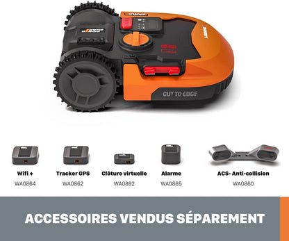 WORX Landroid Plus WR165E Robotic Lawnmower with Boundary Cable for Gardens up to 500 m² (AIA Navigation, App Control, WiFi, Bluetooth and Floating Mower - Max Gradient: 35%)