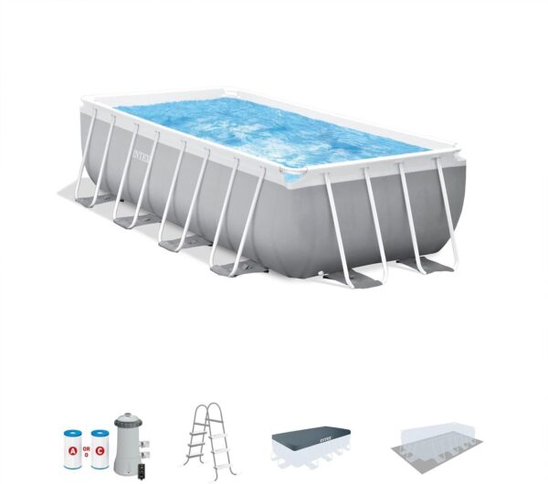 Intex Prism Frame 16′ x 8′ x 42′ Rectangular Above Ground Pool Set