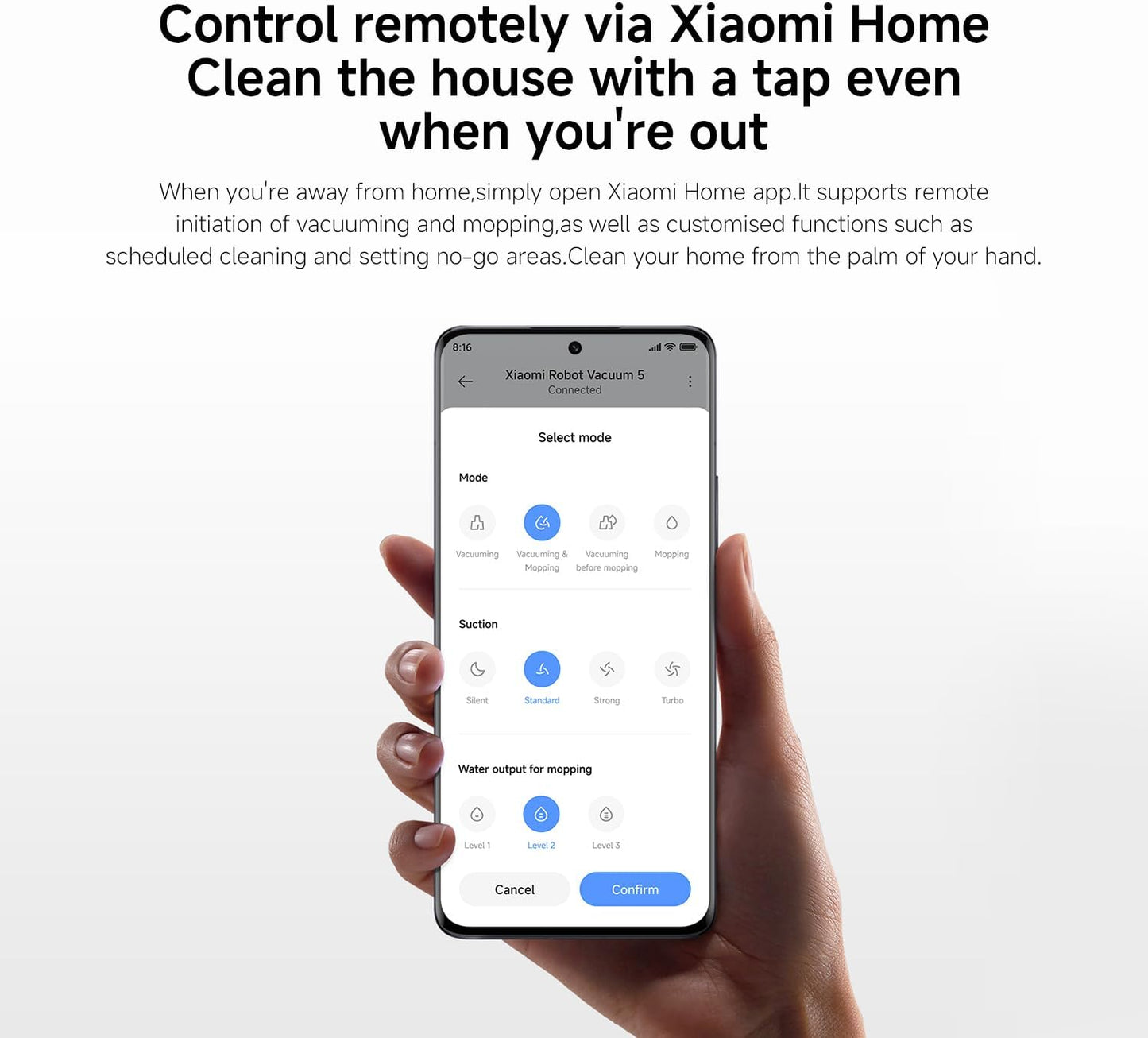 XIAOMI 5 Robot Vacumm Cleaner with Mop, 20000 Pa, Lifting dToF Navigation