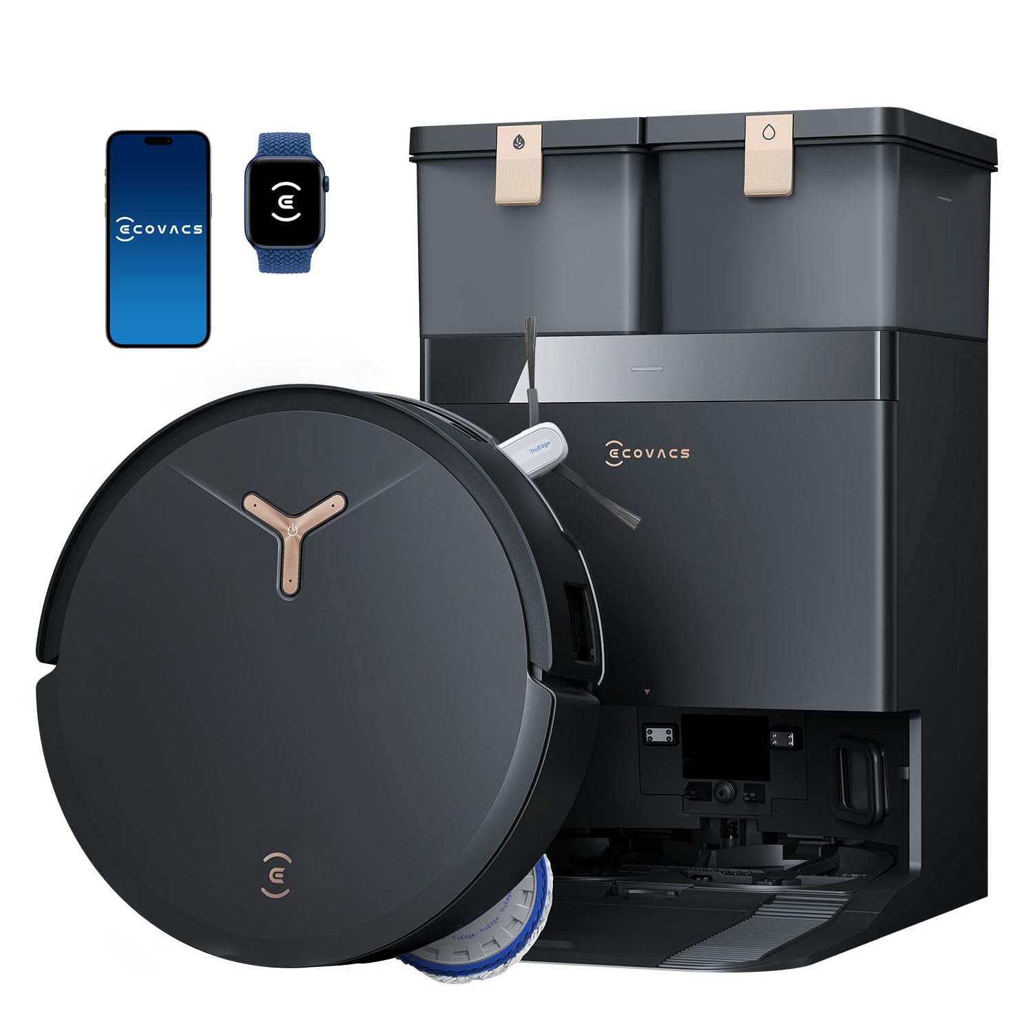 ECOVACS DEEBOT T50 PRO Omni Robot Vacuum and Mop, 3.19” Ultra-Slim, 15,000Pa Suction, ZeroTangle 2.0, TruEdge Edge Cleaning, AIVI 3D Obstacle Avoidance, Auto Mop Wash & Dry, Self-Emptying