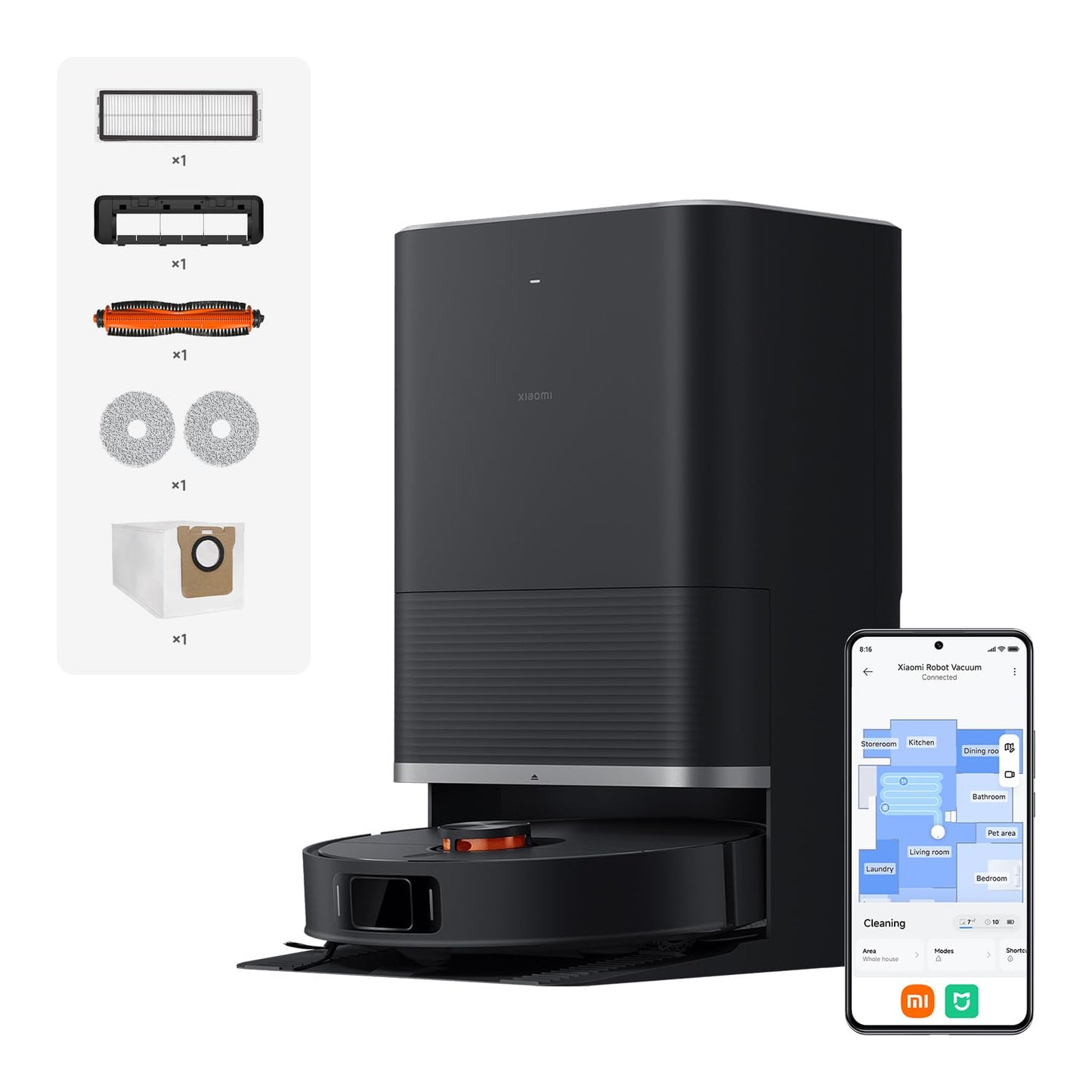 XIAOMI 5 Robot Vacumm Cleaner with Mop, 20000 Pa, Lifting dToF Navigation