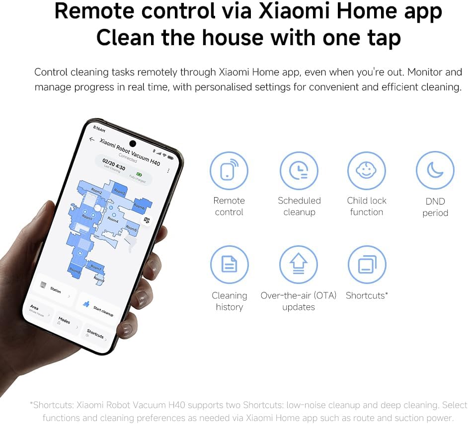 XIAOMI H40 Robot Vacuum Cleaner with Self Empty Station, 10000 Pa Suction