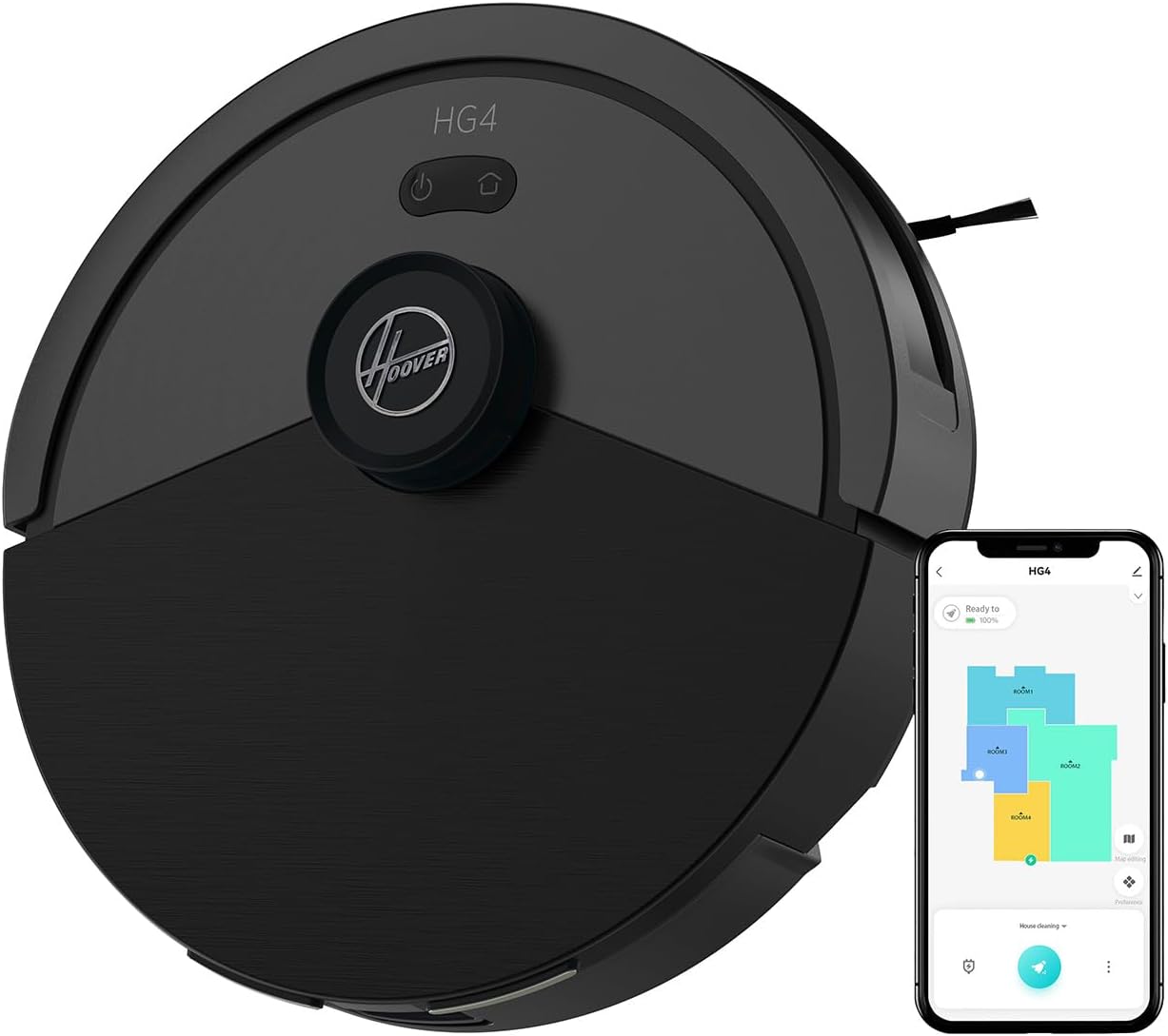 HG4 Robot Vacuum Cleaner, Up to 4000Pa Suction, Laser Navigation, Wi-Fi, Charging Base with Automatic Return, Obstacle Sensor, Customisable Home Map [HG410D]