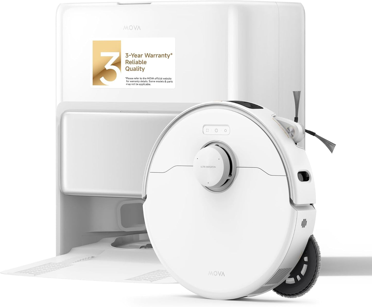 Mova P50 Pro Ultra Robot Vacuum Cleaner with Removable Lift Broom, 19,000Pa Suction, Tangle-Free Brush, Side Brush, Extended Cleaning, Broom, and 75°C Washing Board