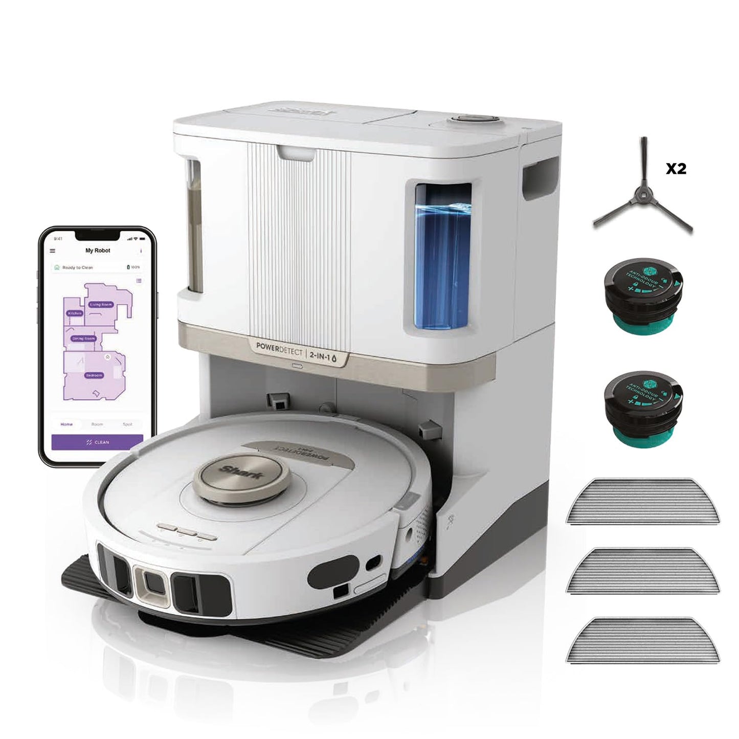 Shark PowerDetect Robot Vacuum and Mop - 3D LiDAR Navigation - White