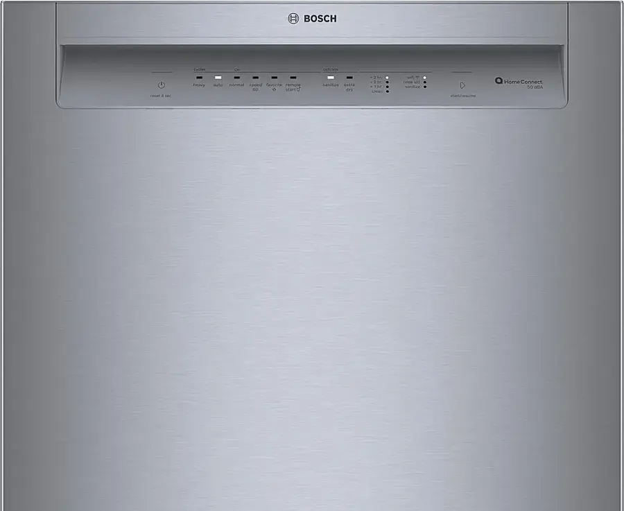 Bosch – 100 Series 24″ Front Control Smart Built-In Hybrid Tub Dishwasher with PureDry, 50 dBA – Stainless Steel