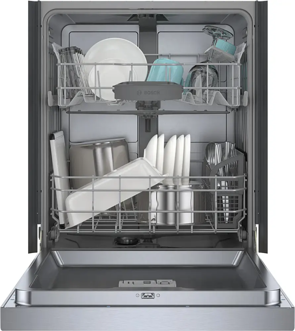 Bosch – 100 Series 24″ Front Control Smart Built-In Hybrid Tub Dishwasher with PureDry, 50 dBA – Stainless Steel