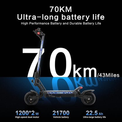 M YUME SCOOTER Hawk Dual Motor Electric Scooters for Adults 2400W 43MPH 43Miles Long Rang E-Scooter