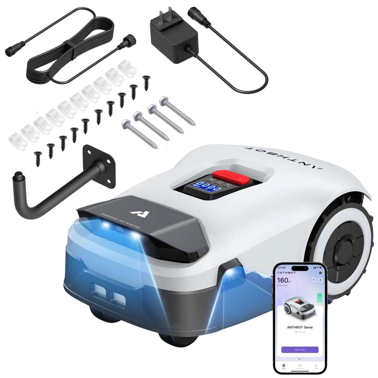 ANTHBOT Robot Lawnmower NO Wire - 3000m², Full Band RTK+4-Eye Vision Robotic Lawn Mower, Automatic Mapping, 30 Multi-zone Management, Accurate Obstacle Avoidance, APP Control