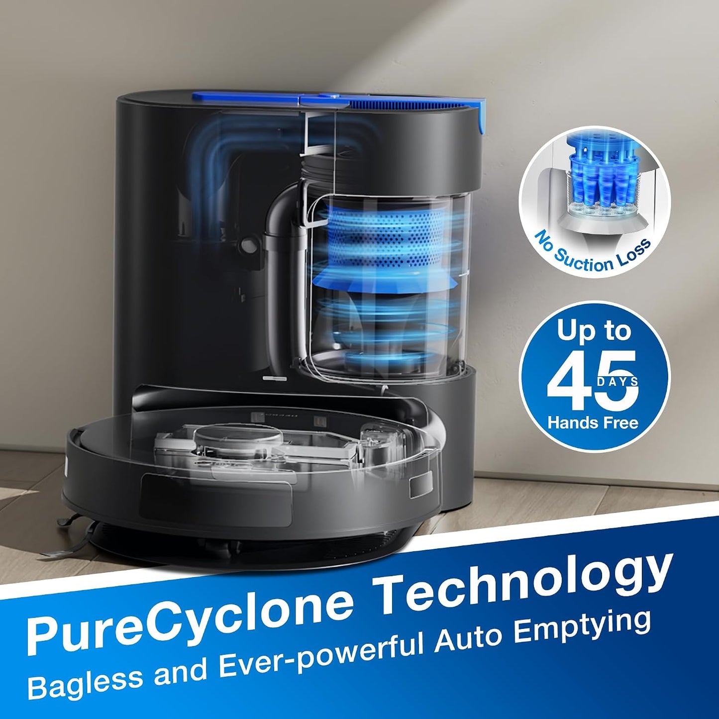 ECOVACS DEEBOT N20 PRO Plus Robot Vacuum and Mop,with Bagless Self Emptying Station, 8000Pa Suction,OZMO Pro 2.0 Vibrating Mopping System, Anti-Tangle Technology,45-Day Capacity,300 Minutes Runtime