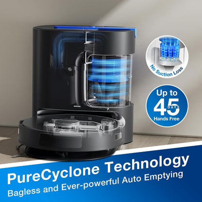 ECOVACS DEEBOT N20 PRO Plus Robot Vacuum and Mop,with Bagless Self Emptying Station, 8000Pa Suction,OZMO Pro 2.0 Vibrating Mopping System, Anti-Tangle Technology,45-Day Capacity,300 Minutes Runtime